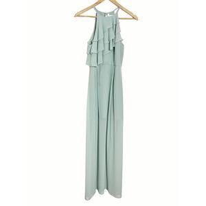 BCBGeneration Sage Green Sheer Ruffle Chiffon Gown Size 2